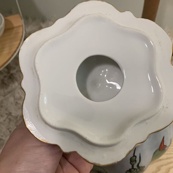 Vintage M.Z. Austria Hand Painted Bird Scene Covered Jar - Picture 10 of 17